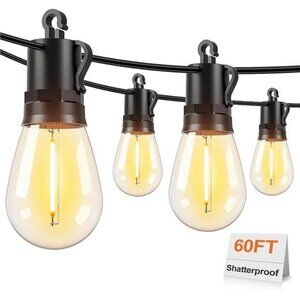 Outdoor String Lights 60FT Patio LED with 17 Bulbs